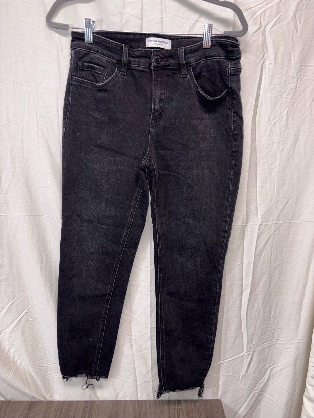 Flying Monkey Mid Rise Ankle Skinny Raw Hem Black Jeans Size 30